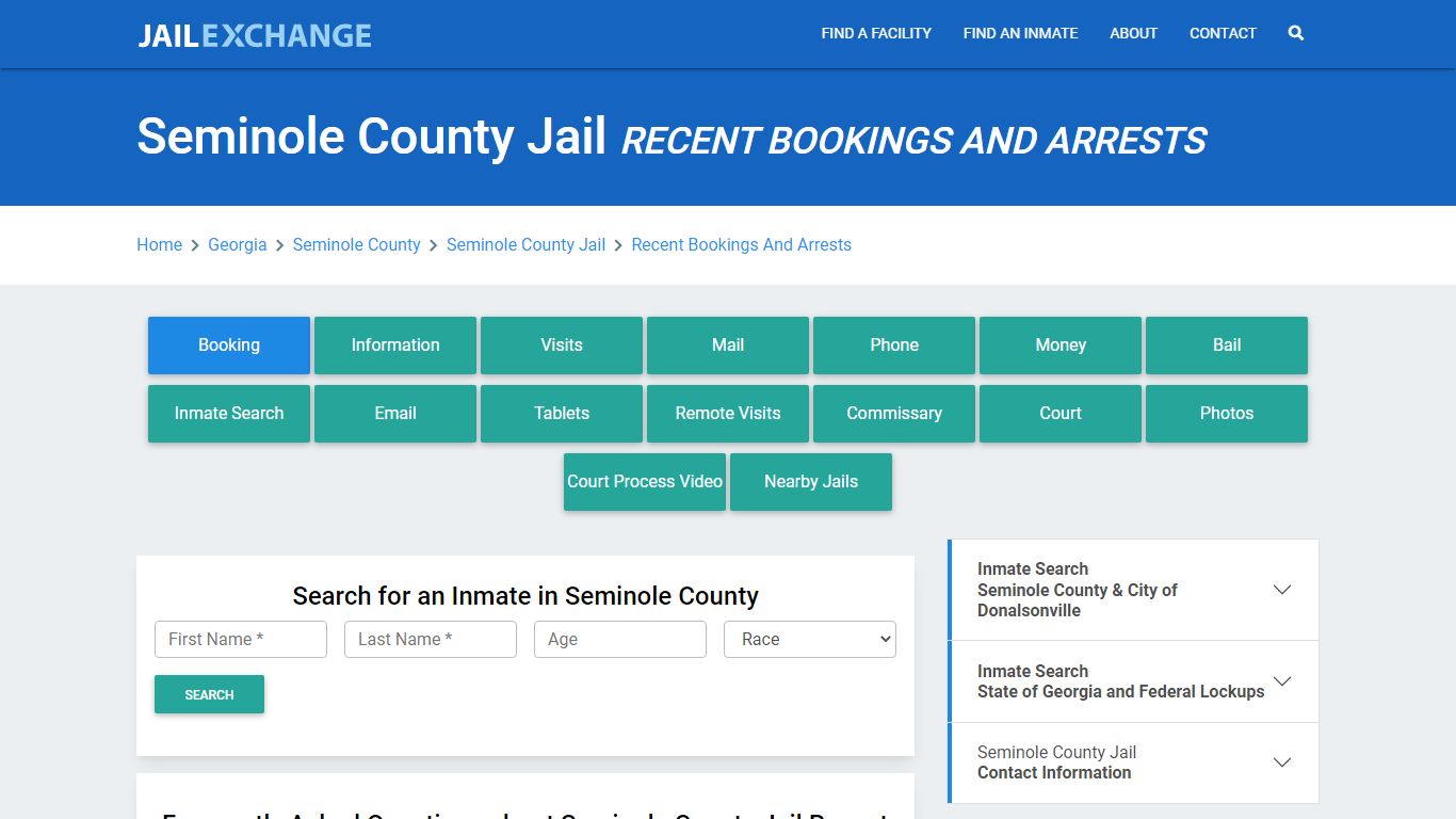 Seminole County Jail Recent Bookings And Arrests - Jail Exchange