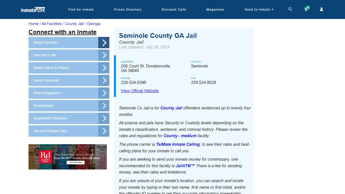 Seminole County GA Jail - Inmate Locator